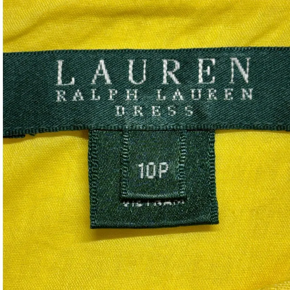 Lauren Ralph Lauren Dress 10P Petite Yellow Textured A-Line Summer Sleeveless